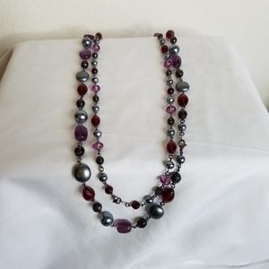 Avon purple beaded double necklace